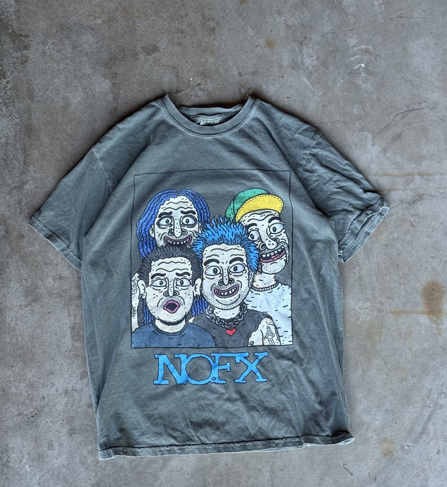 Vintage Y2K NOFX T-Shirt Large Final Tour Cities Hardcore Punk Band Fat Wreck L