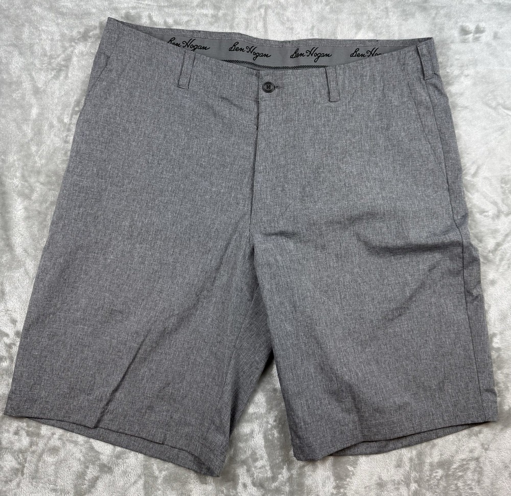 Ben Hogan Golf Shorts Mens 38 Gray Performance Flat Front Stretch