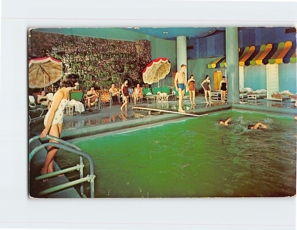 Postcard Swimming Pool At The Concord Hotel Kiamesha Lake NY USA