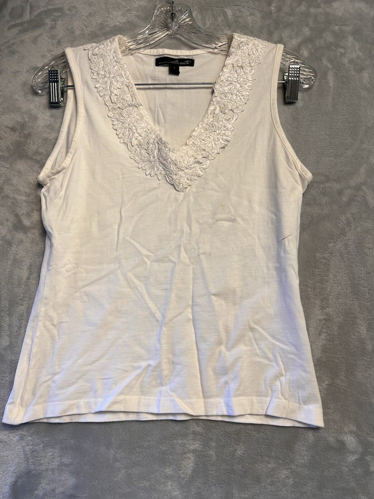Willi Smith Women’s White V Neck Tank Top Size S