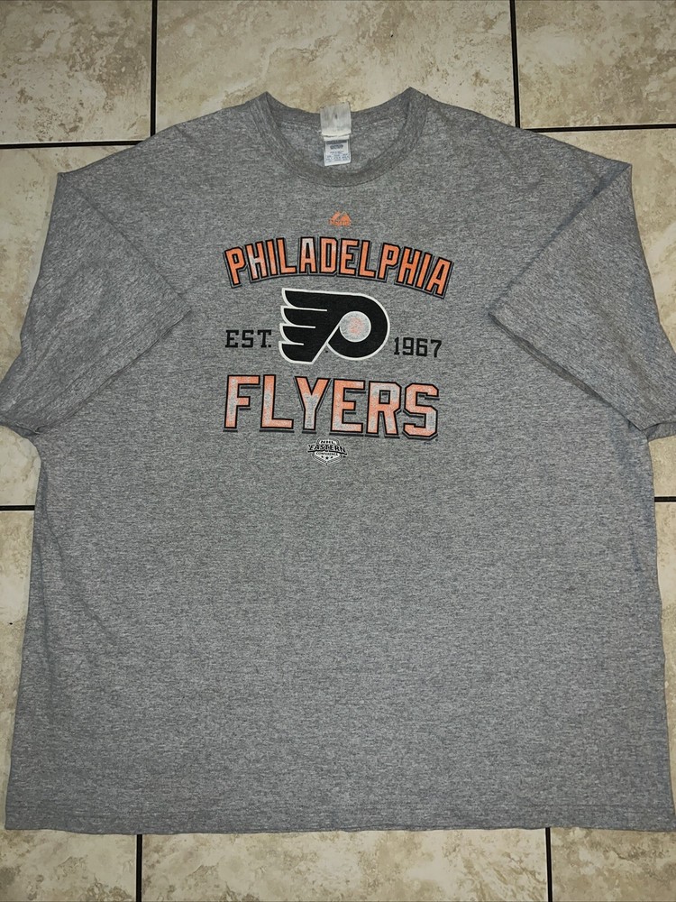Vintage Philadelphia Flyers T-Shirt Adult 4XL Gray NHL Hockey Sport Cotton USA