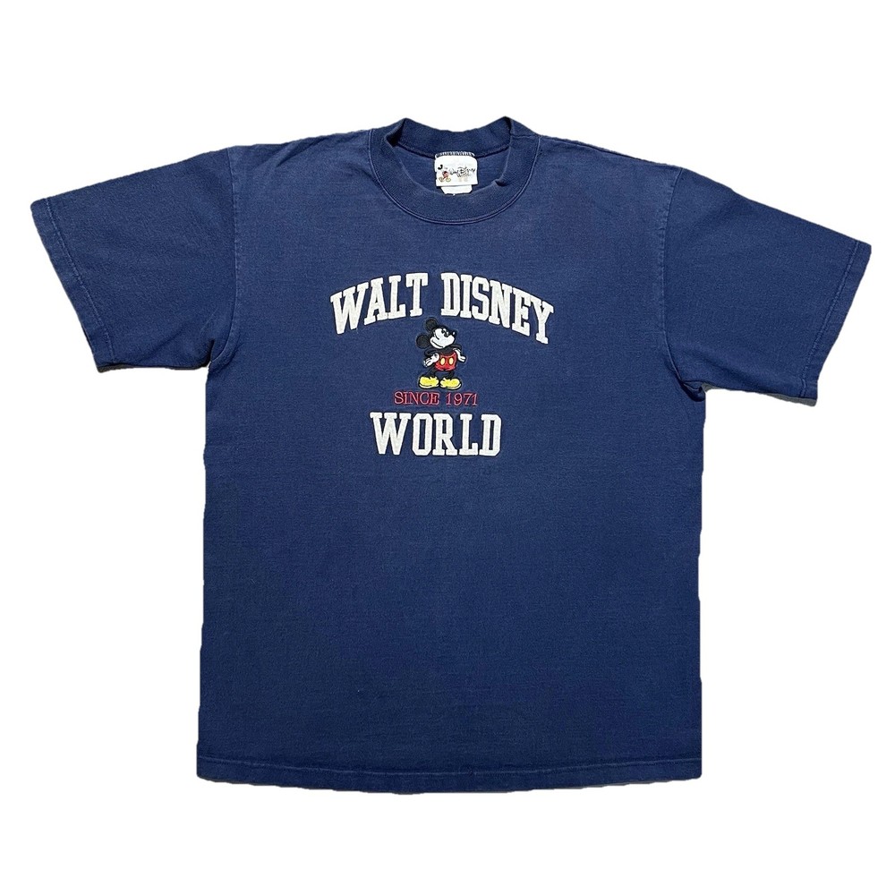 Vintage Walt Disney World Mickey Mouse Shirt L Blue USA Made 90s