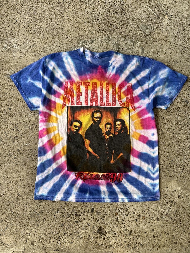 XL Metallica Reload Repeat 98 Rock Band Concert Tour Promo Shirt Tie Dye