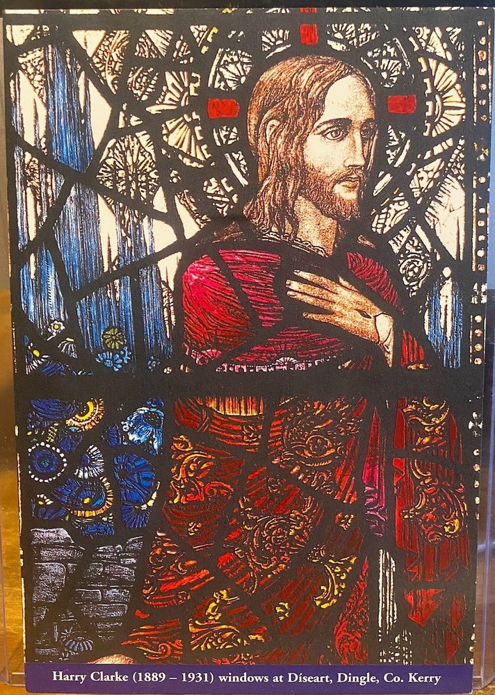 Irish Art PC HARRY CLARKE Stained Glass Diseart DINGLE KERRY Ireland Christ Red