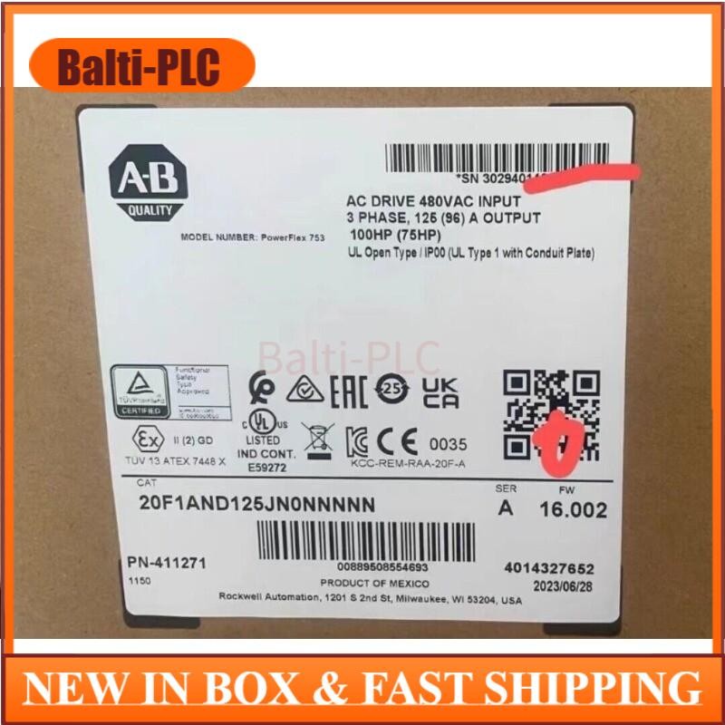 New Allen-Bradley 20F1AND125JN0NNNNN AB PowerFlex Air Cooled 753 AC Drive