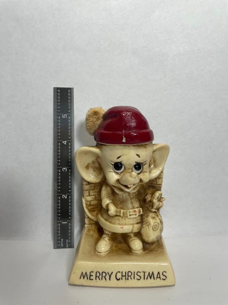 Vintage 1969 Santa Mouse Merry Christmas Figurine Russ Wallace Berrie USA Made