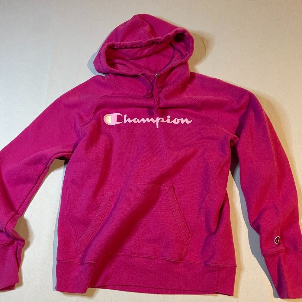 Champion Hoodie Sweatshirt Womens Small Pink Pullover Long Sleeve Athleisure