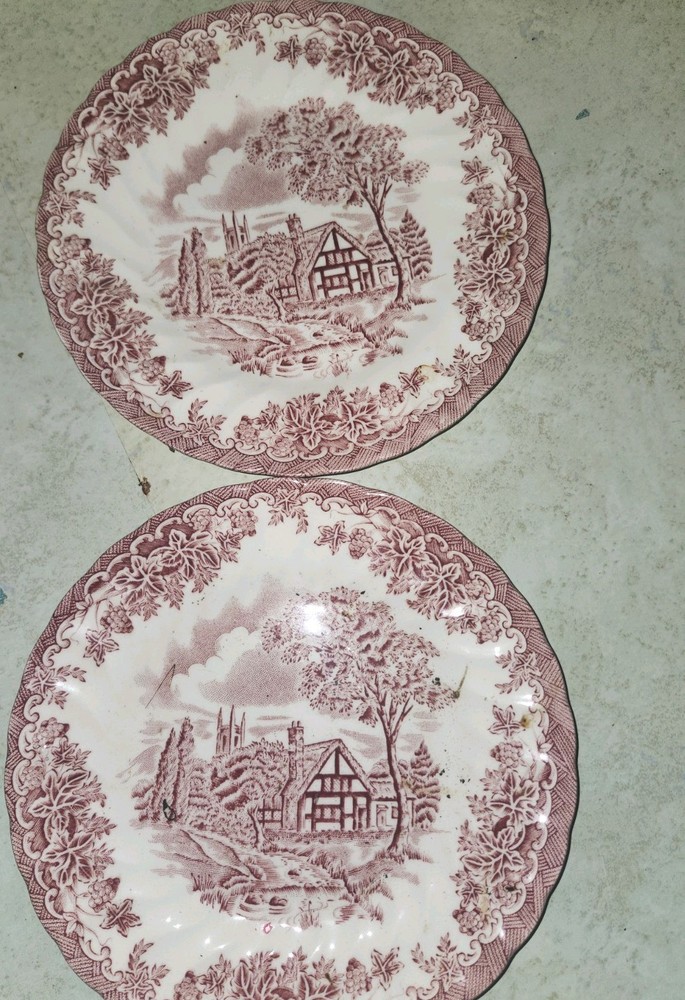 The Brook Pink Bread Plate Made in England by CHURCHILL 6 3/4