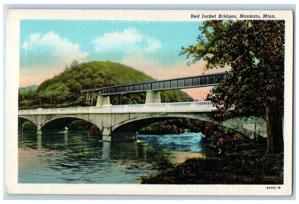 c1940 Scenic View Red Jacket Bridges Mankato Minnesota Antique Vintage Postcard