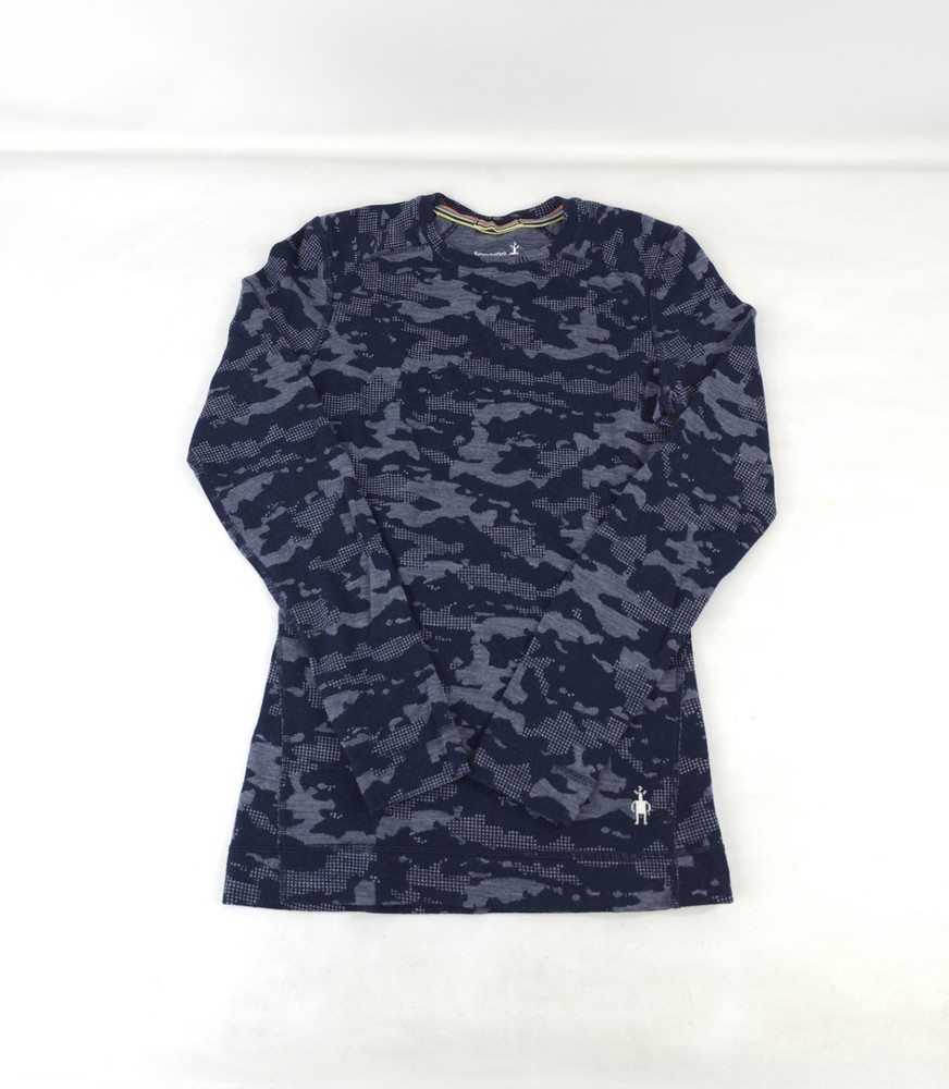 Smartwool Merino Wool 250 Base Layer Crew Shirt Women’s Size XS In Camo Blue