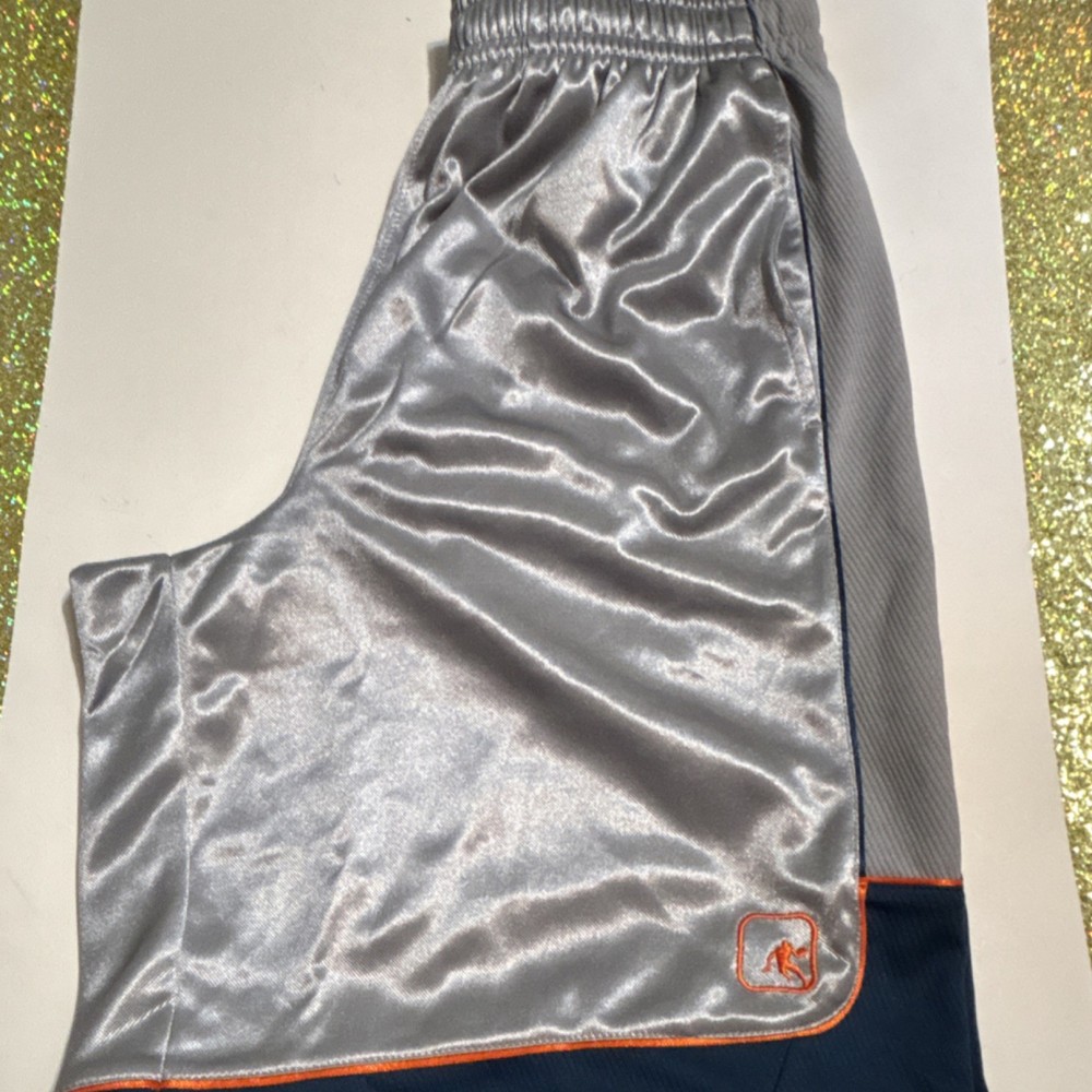 AND1 Men’s M Basketball Shorts Silver/Navy Blue Drawstring Athletic