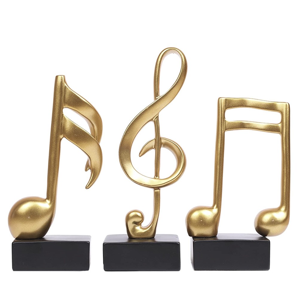 3Pcs Musical Sculptures Music Note Figurine Statue Decorative Ornaments Art D...