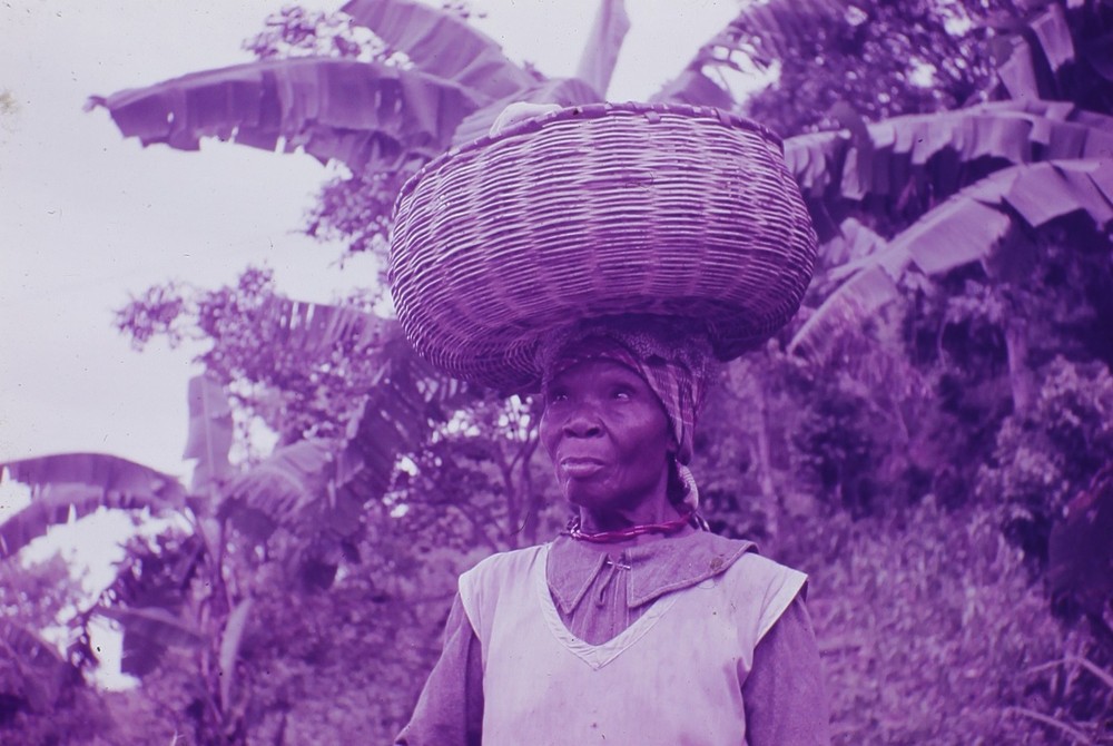 2/lot- 1930s West Indies History Women Basket 35mm Kodachrome slide photo