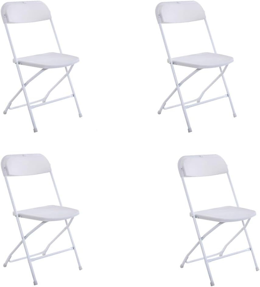 INCLAKE 4-Pack White Folding Plastic Stackable Commercial Chairs