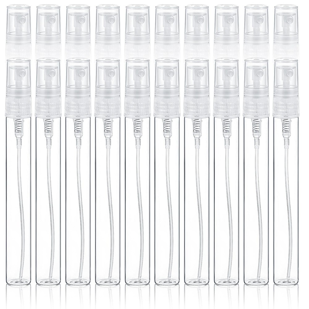 20 Pcs 10 ml Clear Glass Fine Mist Bottle Mini Perfume Sample Spray Bottles T...