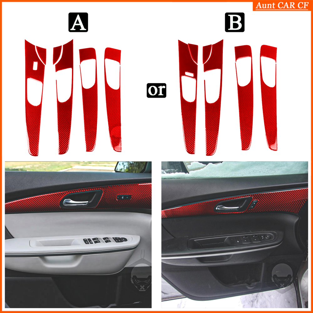 For GMC Acadia 2007-12 Red Carbon Fiber Door Panel Lock Seat Memory Cover Trim