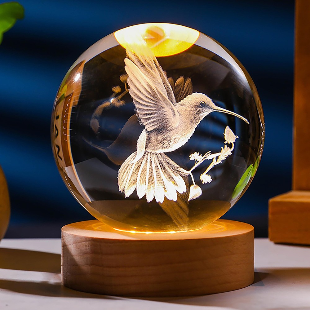 3D Hummingbird Gifts for Women Crystals Ball 60mm- Hummingbird Figurines Deco...