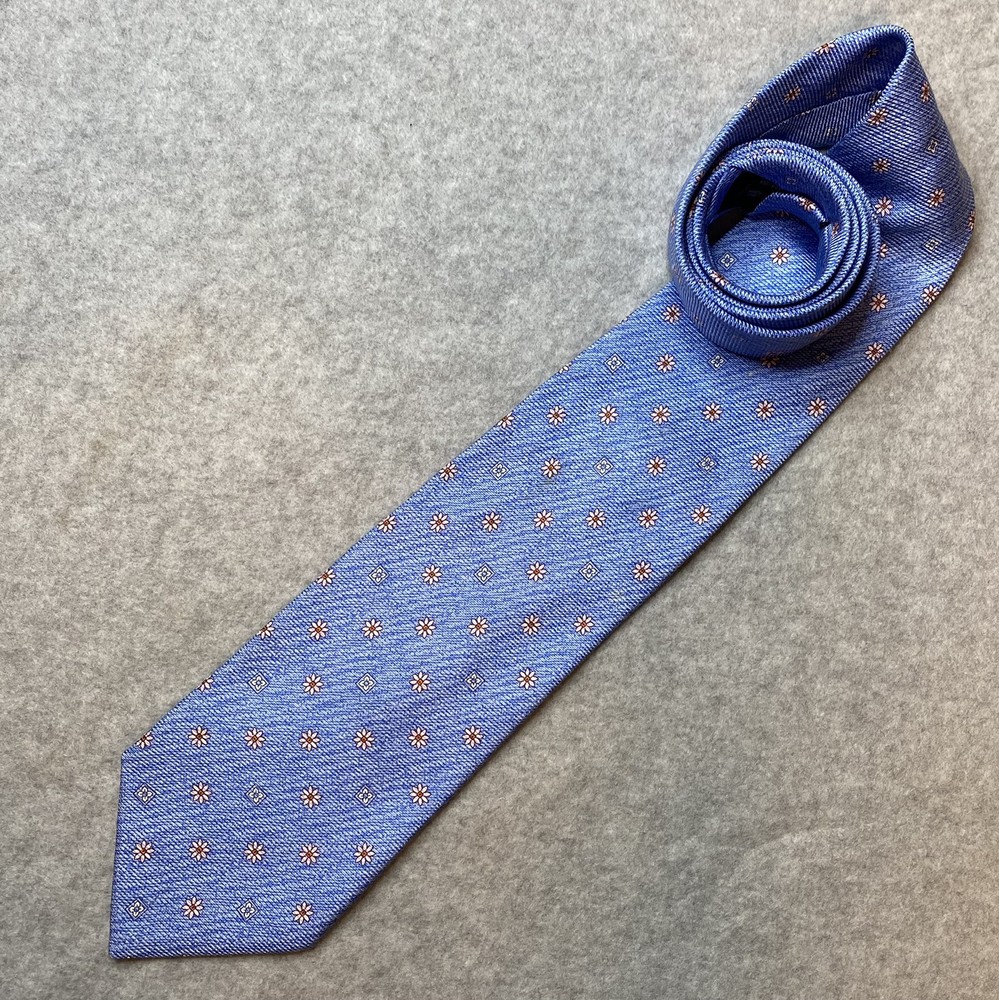 Jos. A. Bank Men’s Silk Tie Blue With Pink Daisies Made in Italy