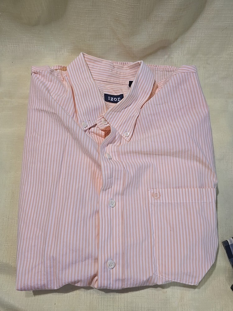 Vintage Izod Shirt Mens Large Stripes Button Down Oxford Preppy