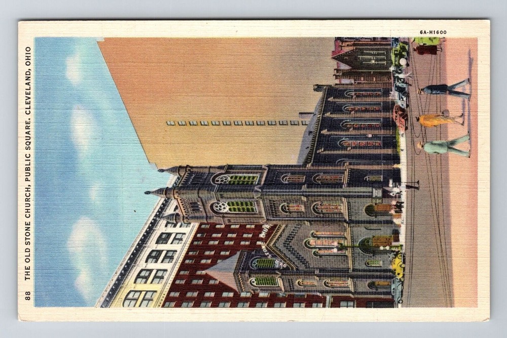 Cleveland OH-Ohio, The Old Stone Church, Public Square, Vintage Postcard