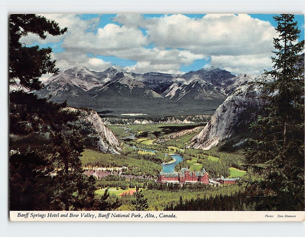 Postcard Banff Springs Hotel & Bow Valley Alberta Canada