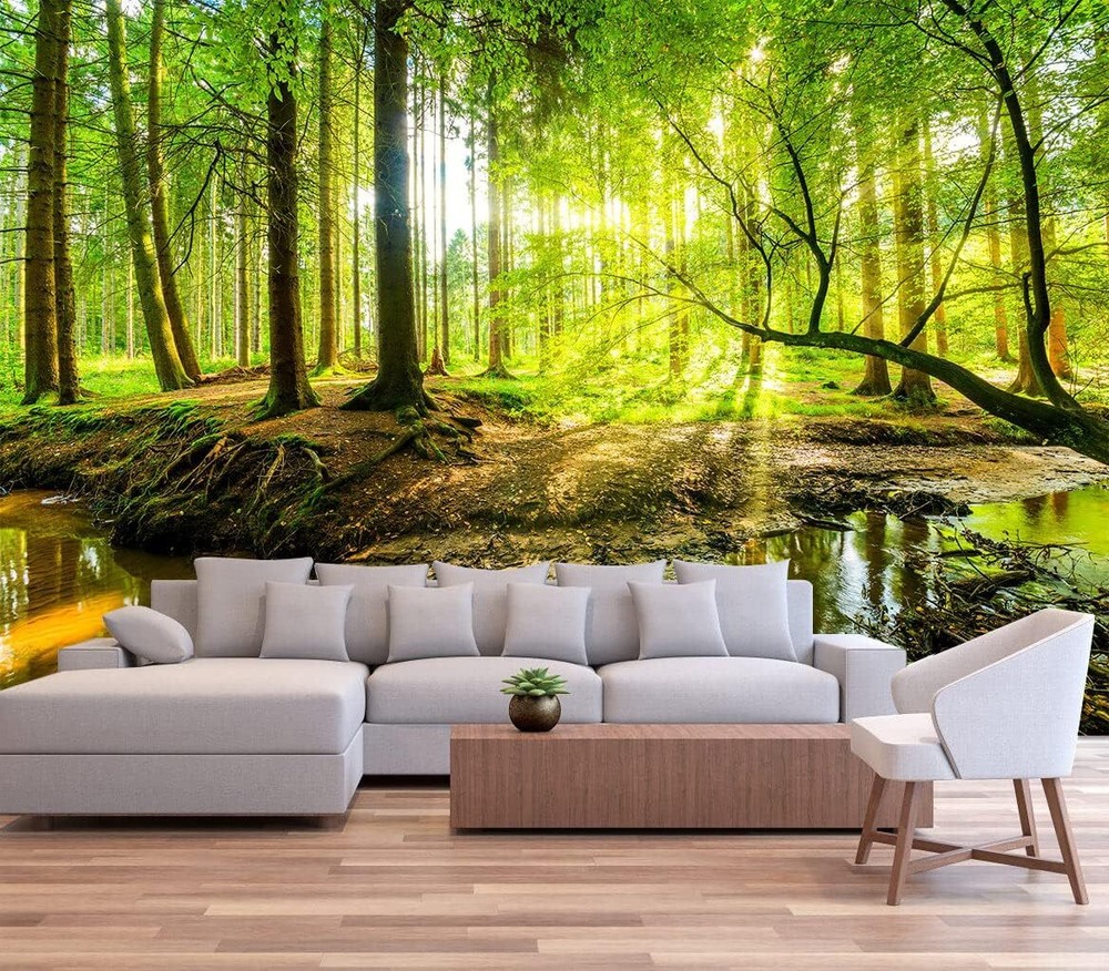 Wall Mural Fall Forest Stream Wallpaper Decoration 108