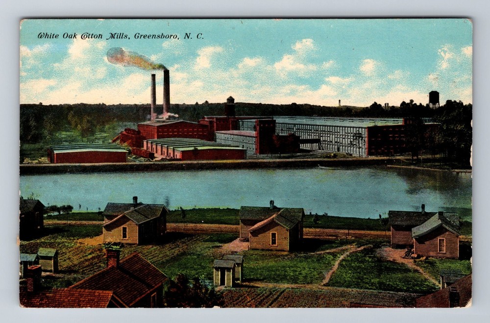 Greensboro NC-North Carolina, White Oak Cotton Mills, Vintage Postcard Souvenir