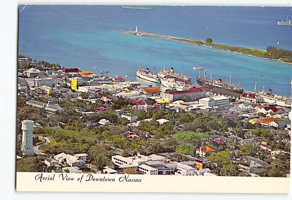Postcard Aerial View of Downtown Nassau Bahamas