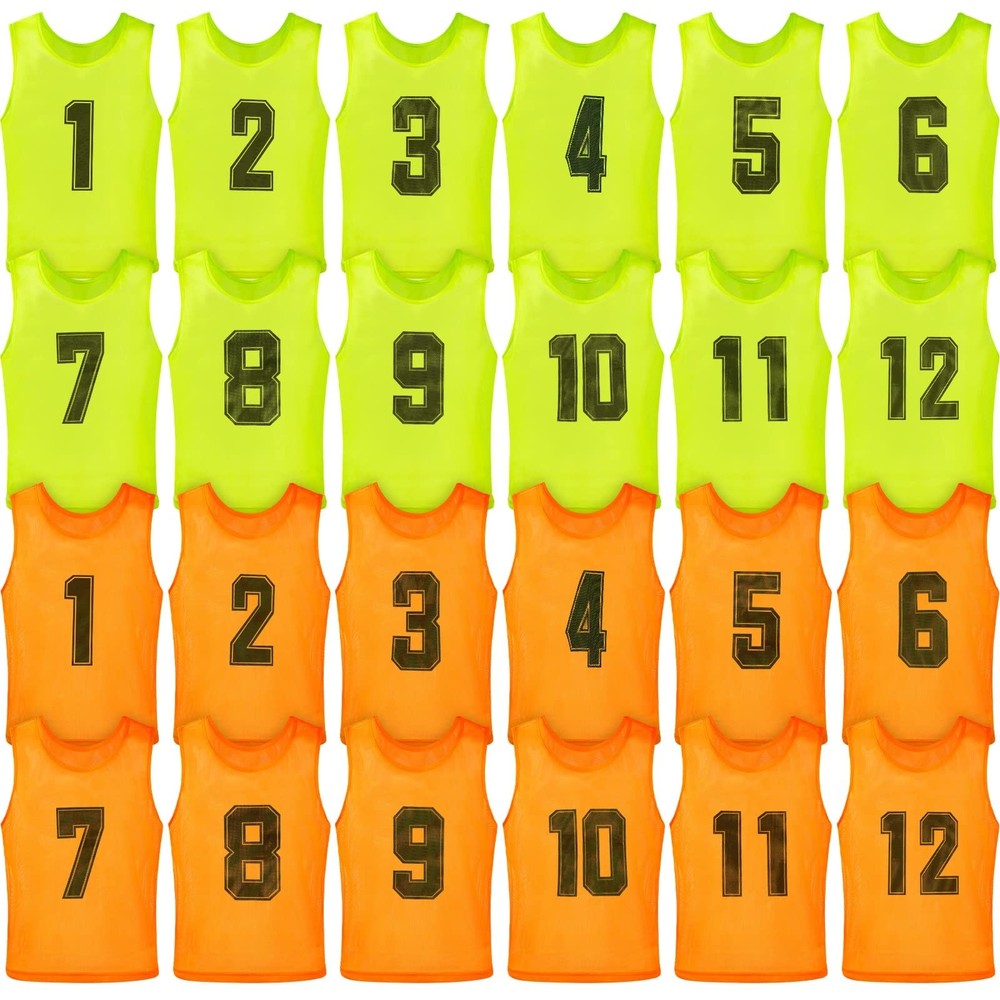 24 Pack Nylon Mesh Scrimmage Team Practice Vests Pinnies Jerseys Train Vest f...