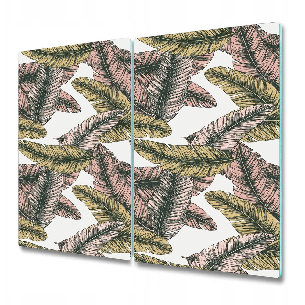 Glass Chopping Board Utensil Board Worktop Saver Warm Banana Leafs 2x30x52