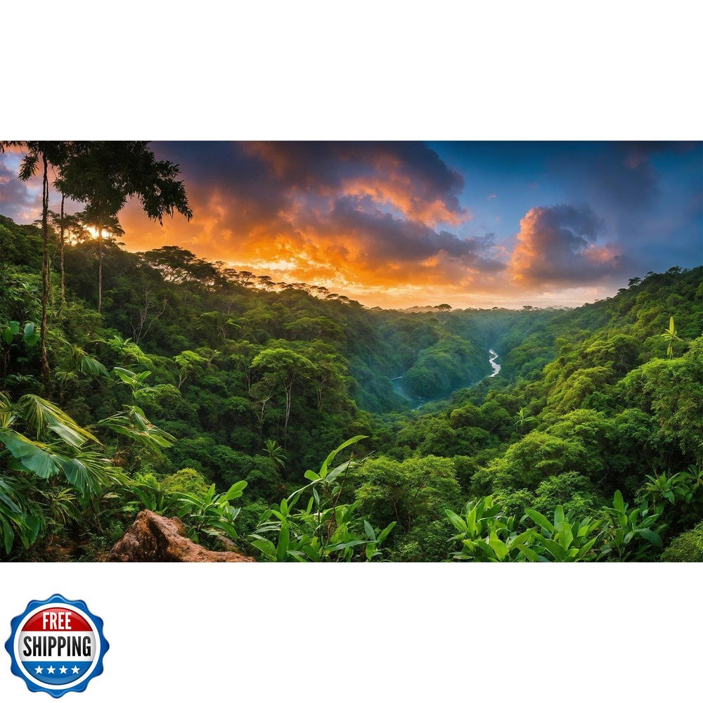 Tropical Waterfall Aquarium Background with Lush Green Plant Leaves