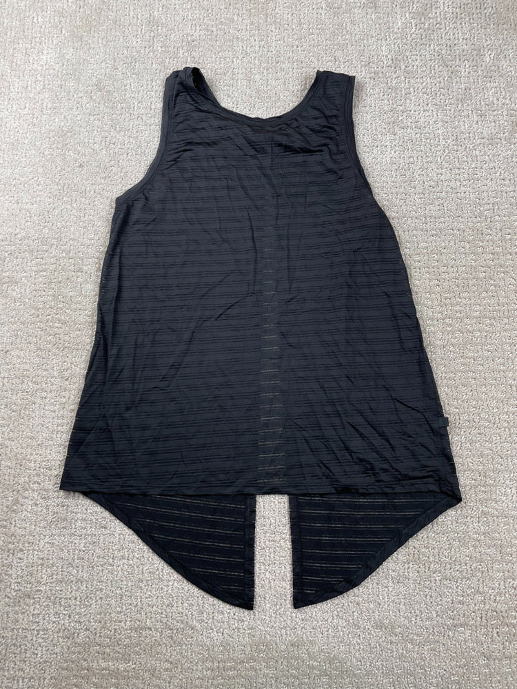 Lululemon Meet Halfway Tank Top Womens S? Sheer Black Striped Open Back Athletic