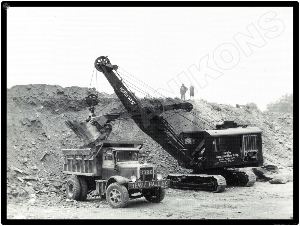 Vtg. Mack Trucks New Metal Sign: Dump Truck w Northwest Shovel White Plains NY