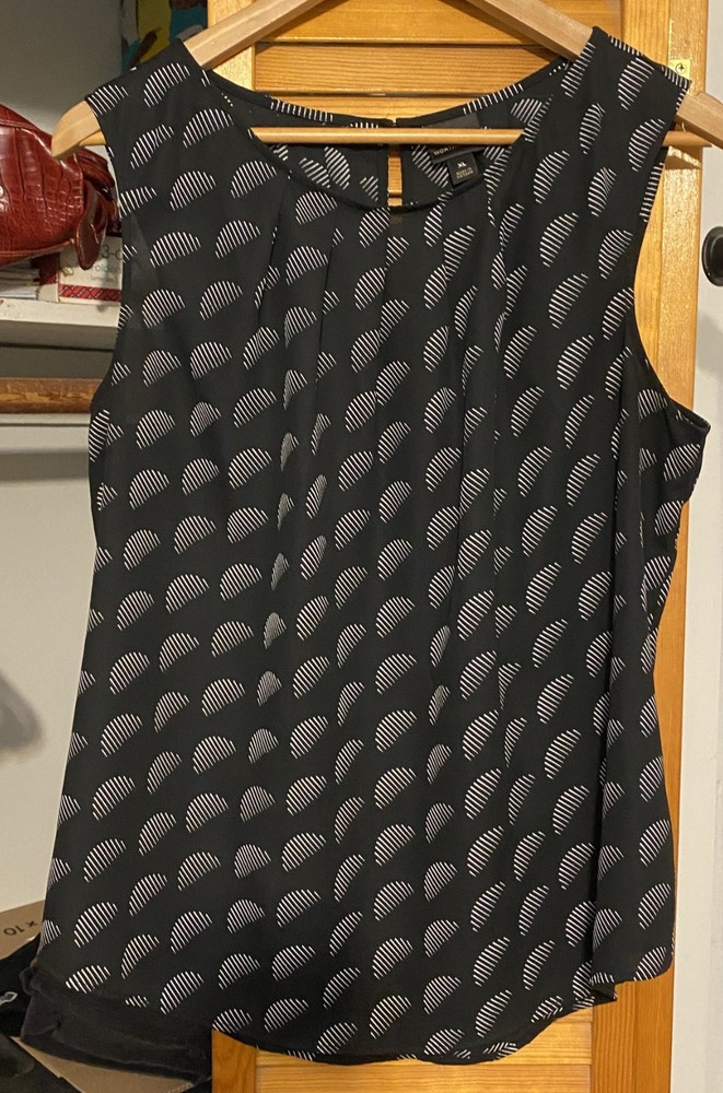 WORTHINGTON Black & White Geometric Crescent Moon Printed Sleeveless Top XL