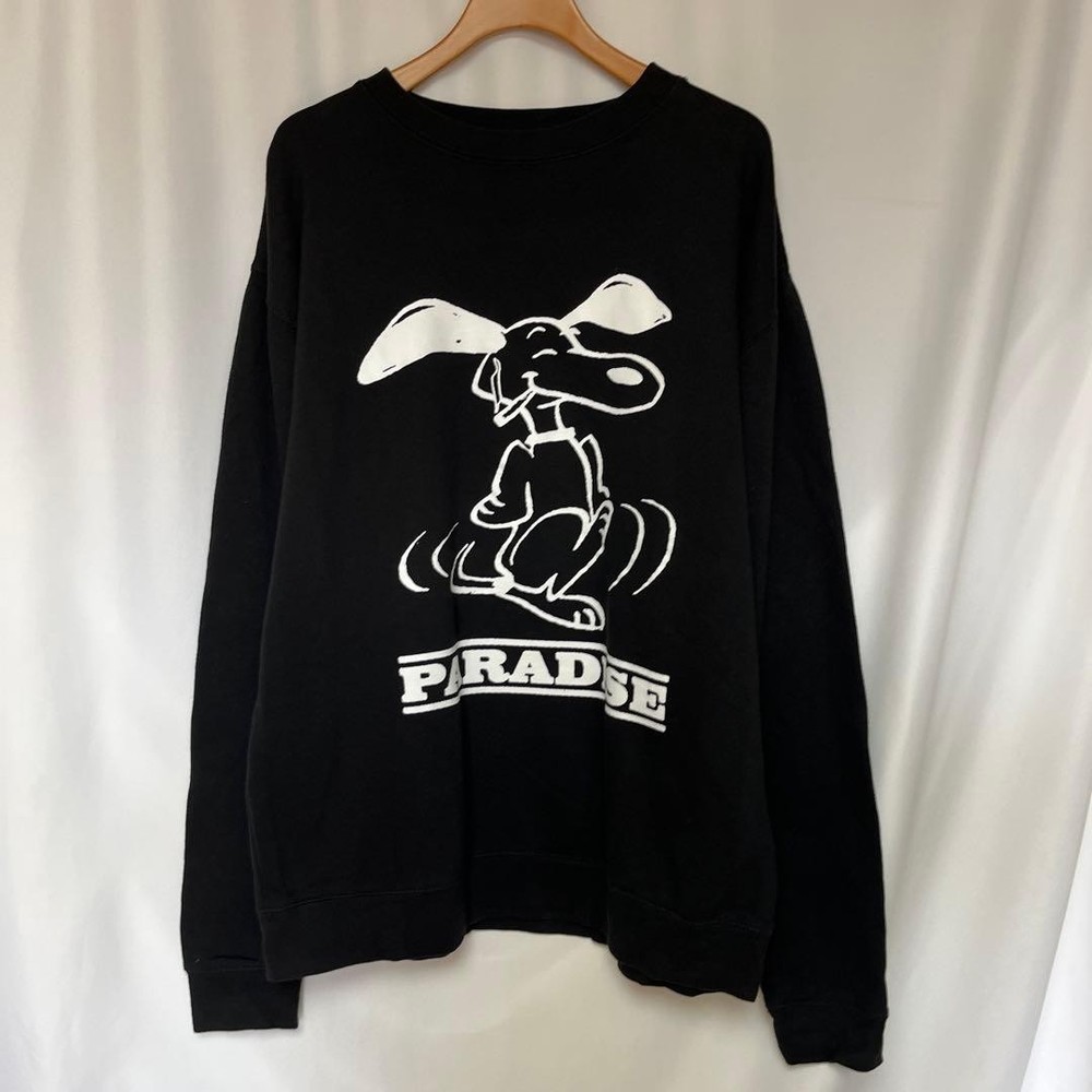 PARADISE NYC Peanuts Snoopy Black Sweatshirt Large L Used Condition