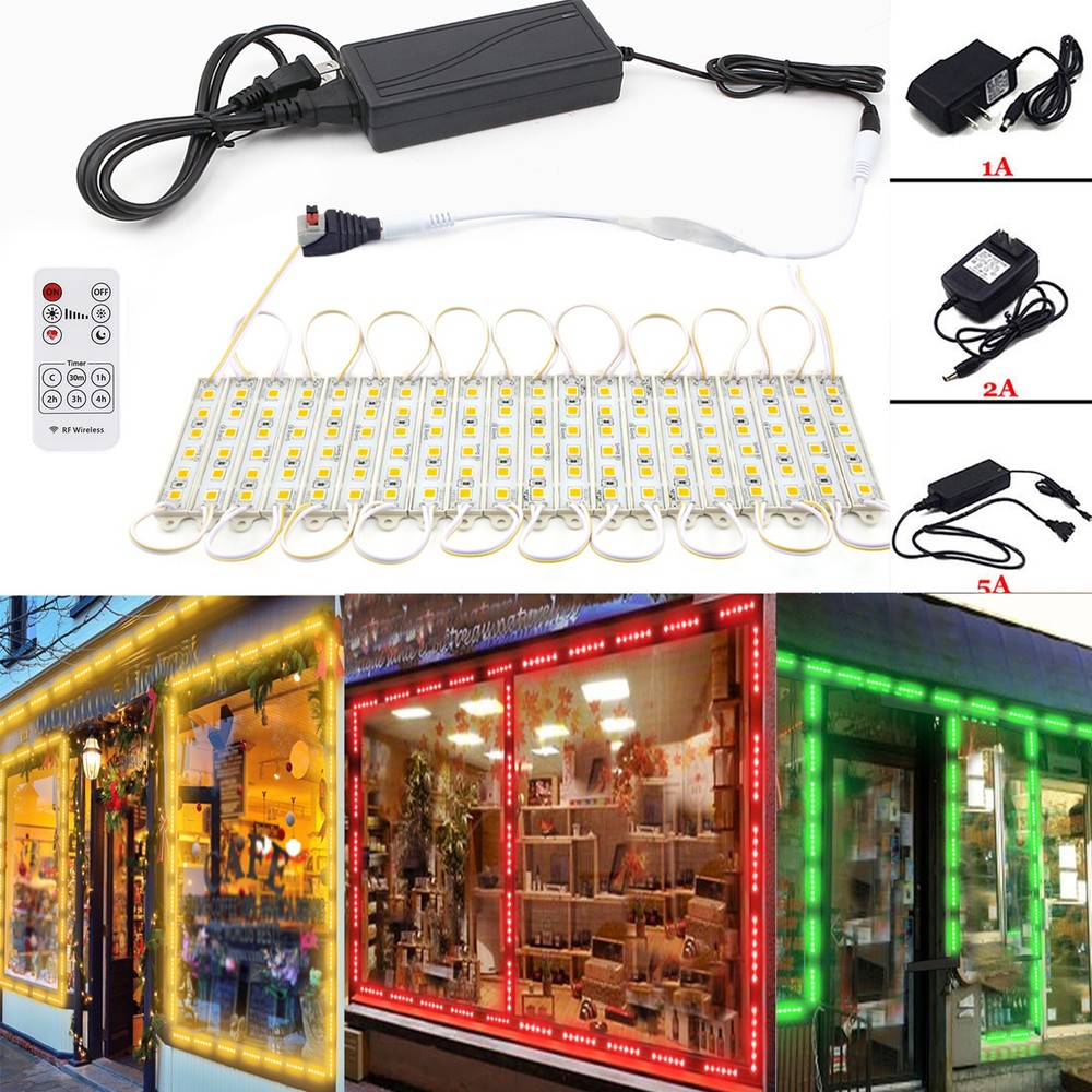 40ft 5054 6 LEDs Module Light Showcase Window Sign Lamp +Timing Remote + Power