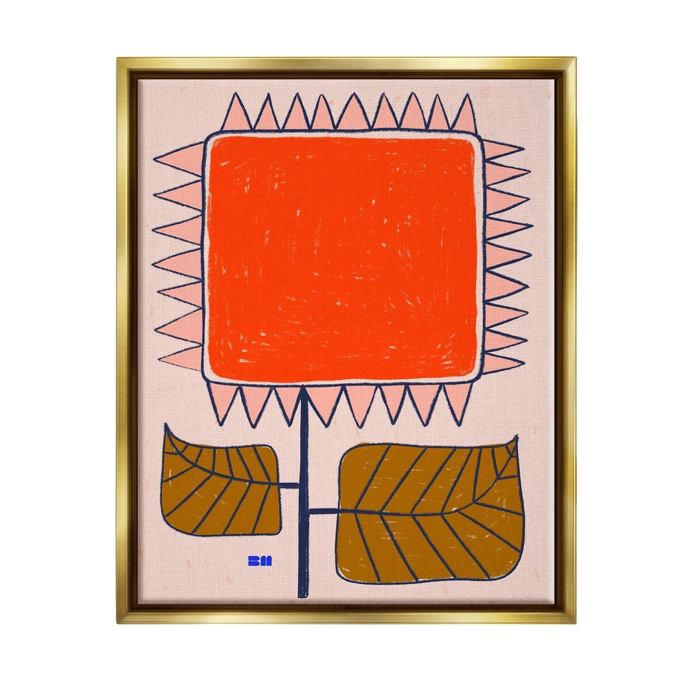Modern Earthy Flower Framed Floater Canvas Wall Art by Birgit Maria Kiennast