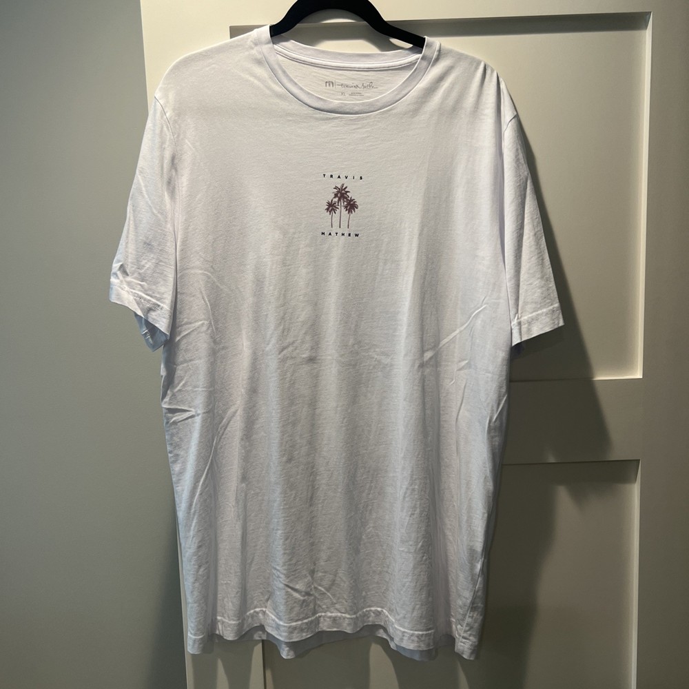 Men’s Travis Mathew T Shirt Short Sleeve White XL Palm Trees