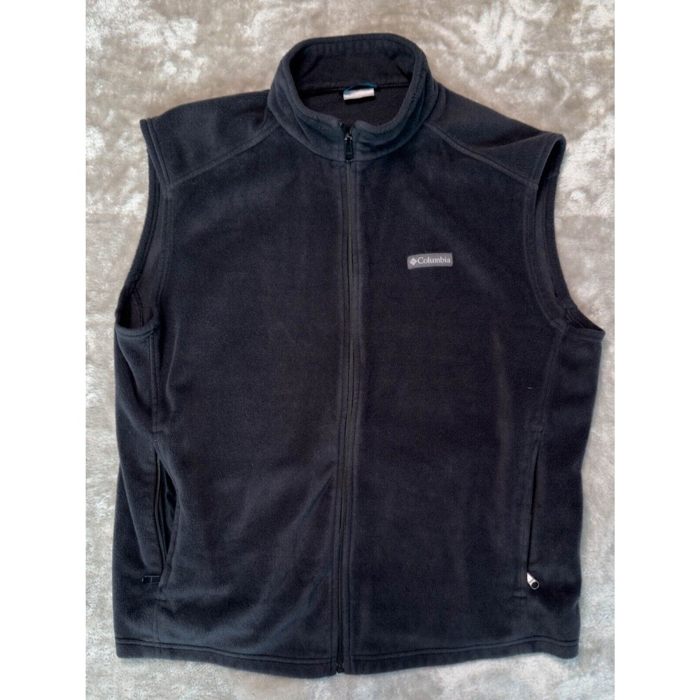 Columbia Benton Springs Black Full-Zip Fleece Vest for Men - XXL Size Cozy Warm Outerwear  