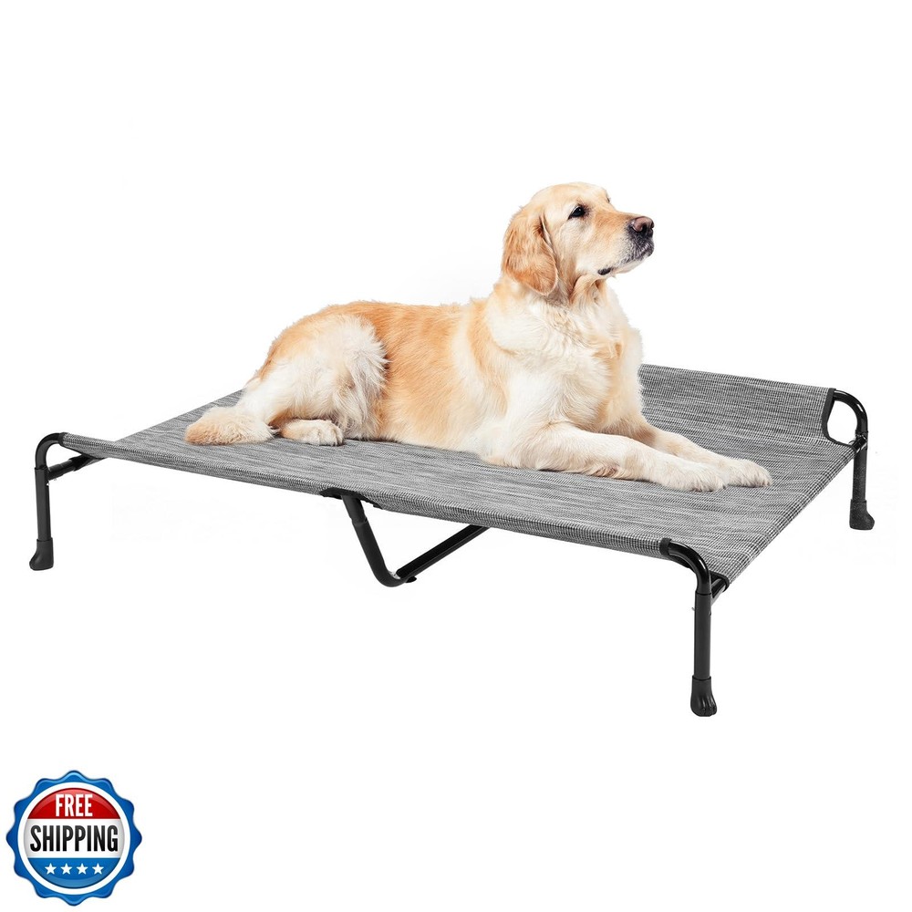 Veehoo Elevated Cooling Dog Bed for Large Breeds with Guardrail Outdoor Use