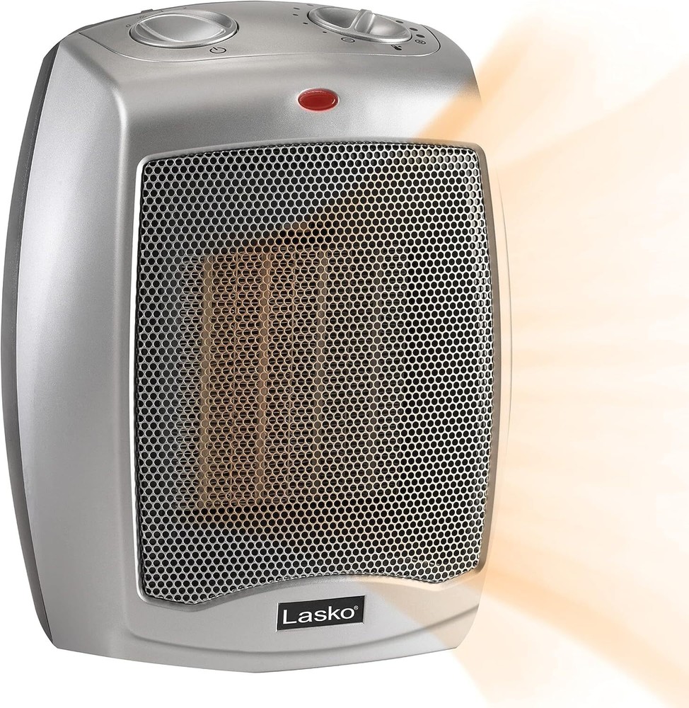Lasko Ceramic Adjustable Thermostat Space Heaters, Non-Oscillating, Silver