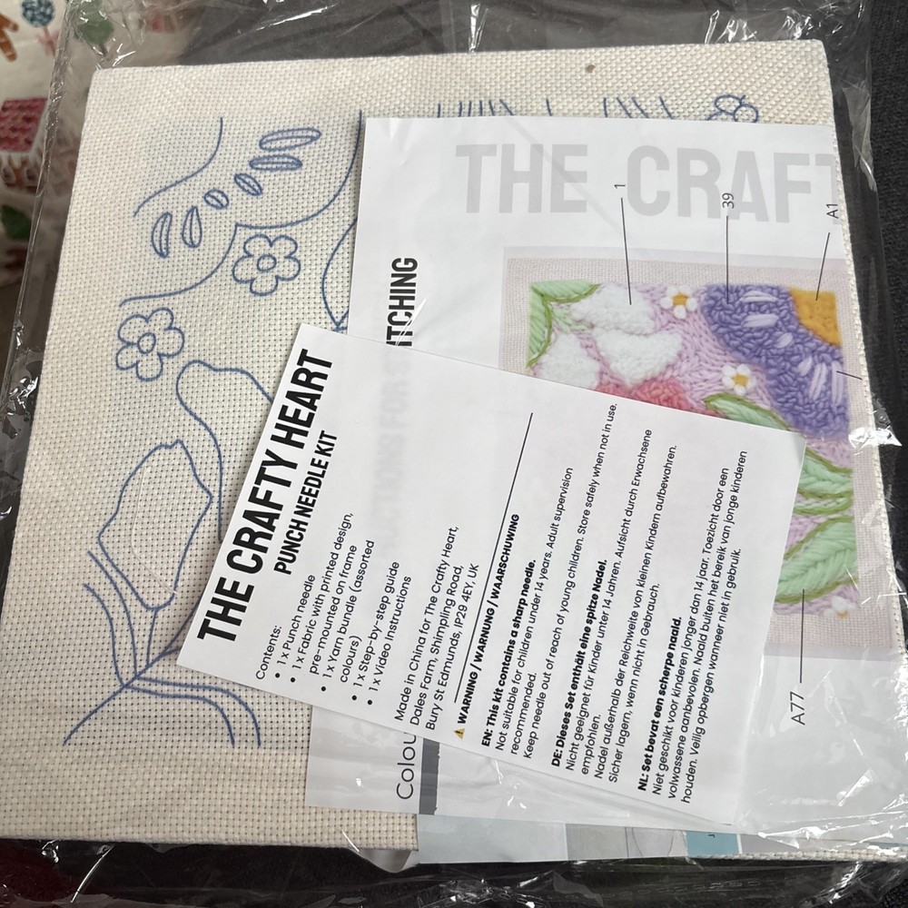 Punch Needle Kit With Instructions Crafting Stitching Yarn Bundle Pattern Design