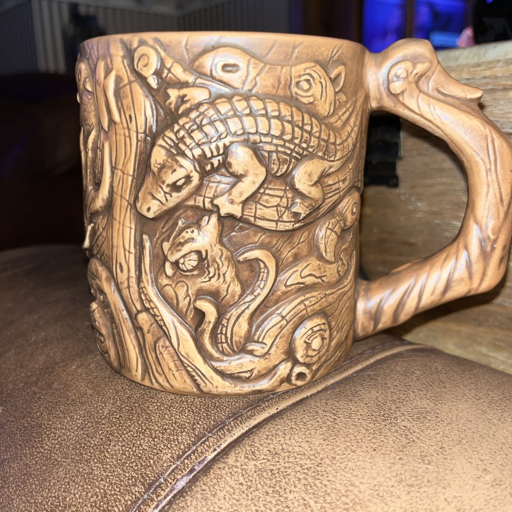 Disney Parks Animal Kingdom Tree of Life 3D Carved Wood Coffee Mug/Lg mug New!!