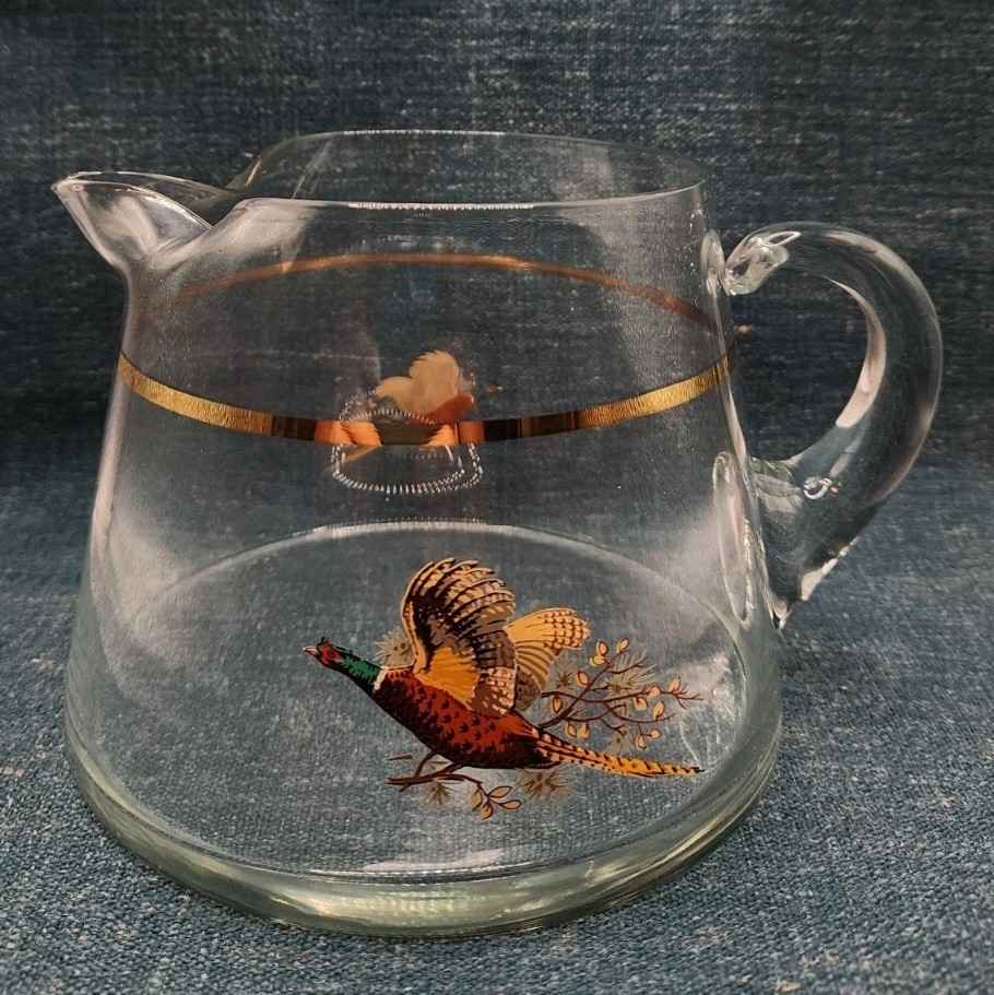 West Virginia Glass Specialty Pheasant In Flight Small Pitcher 5 Inches Tall