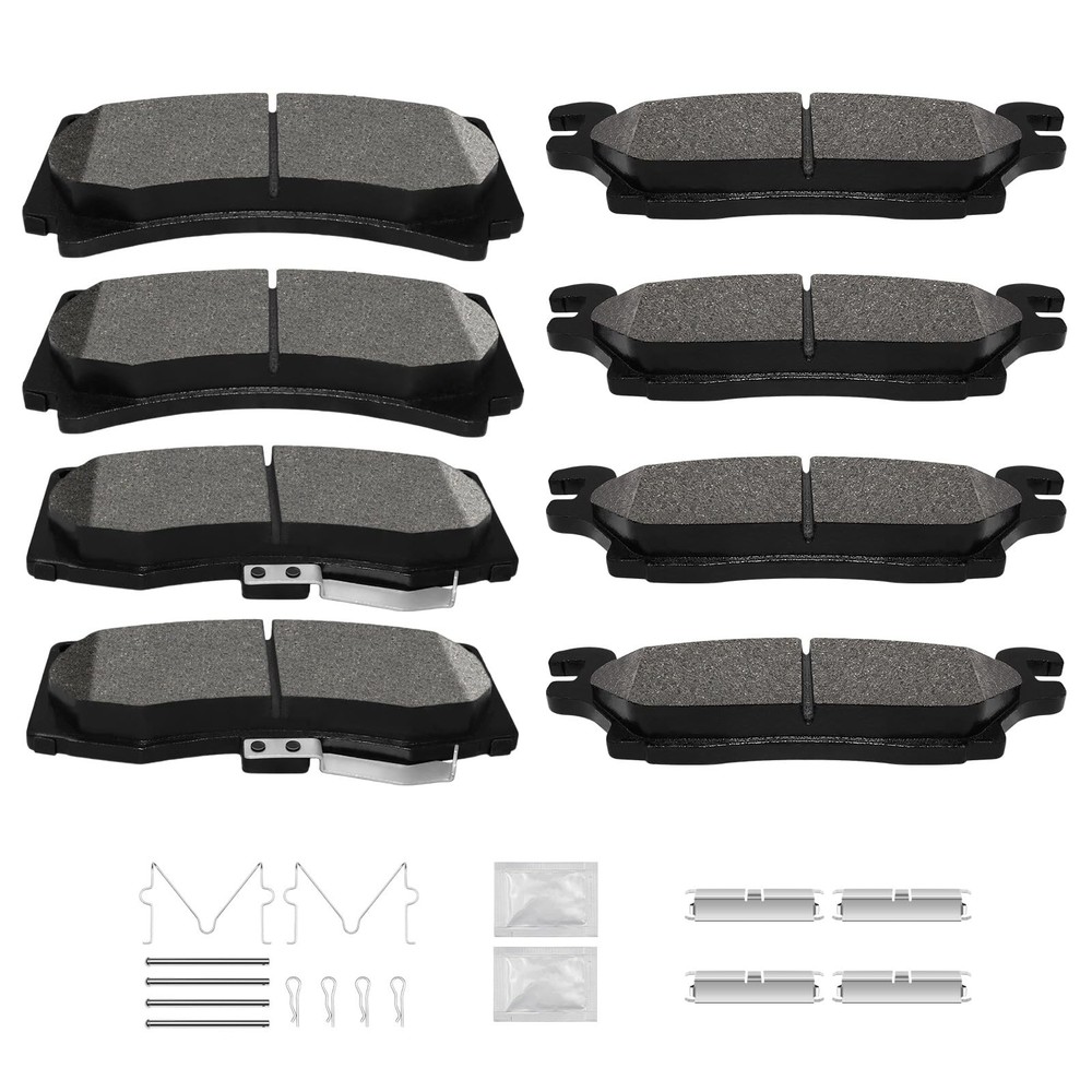 Front and Rear Ceramic 8pcs Brake Pads Kits with Hardware Fit for 2006 2007 2008