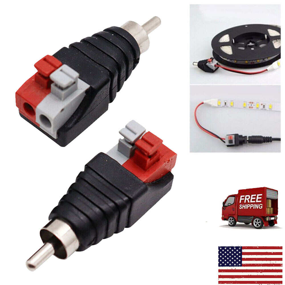 Speaker Wire Cable to Audio RCA Male Connector Adapter Jack Plug USA