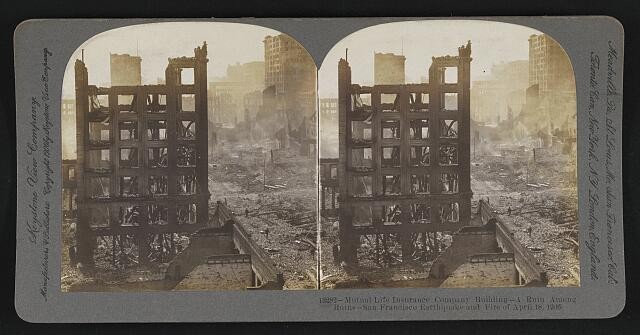 San Francisco CA 1906 Mutual Life Insurance Co Building Ruins Earthquake Fire