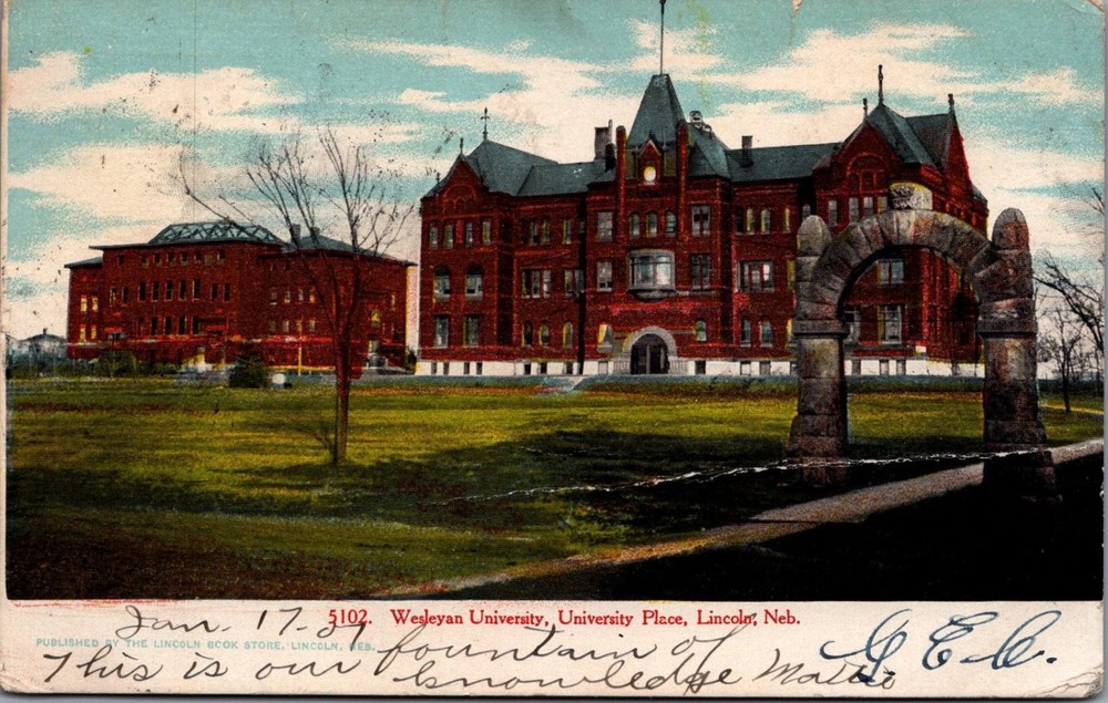 1907 Wesleyan University Lincoln NE Postcard University Place