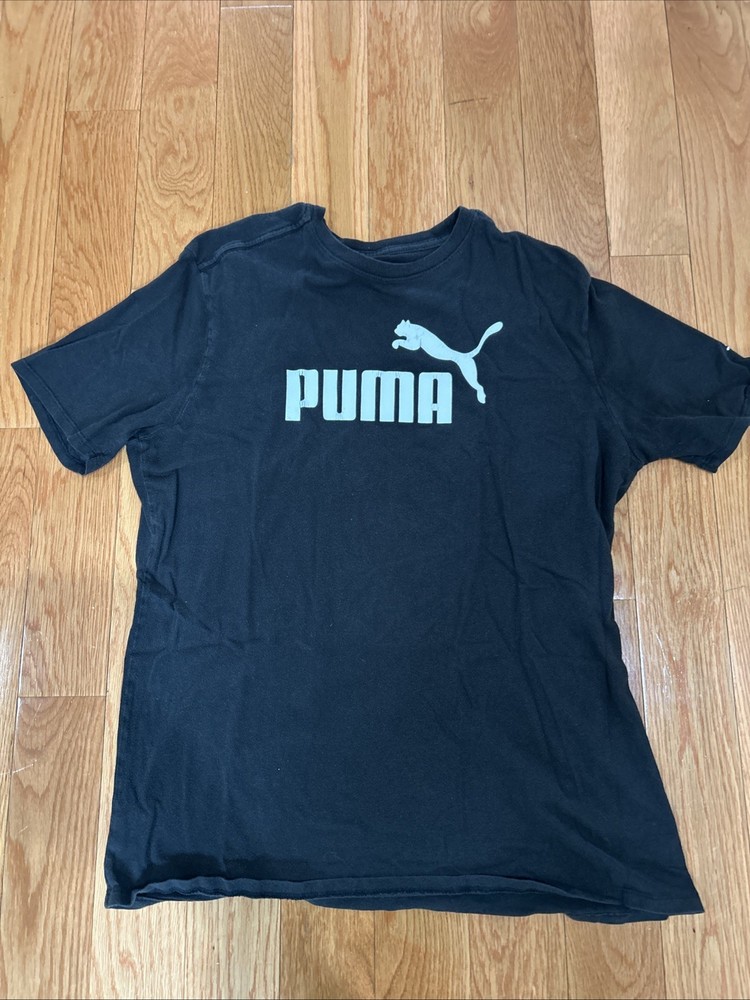 PUMA Men’s T-Shirt Medium Black Logo Graphic Crew Neck Short Sleeve Casual Tee