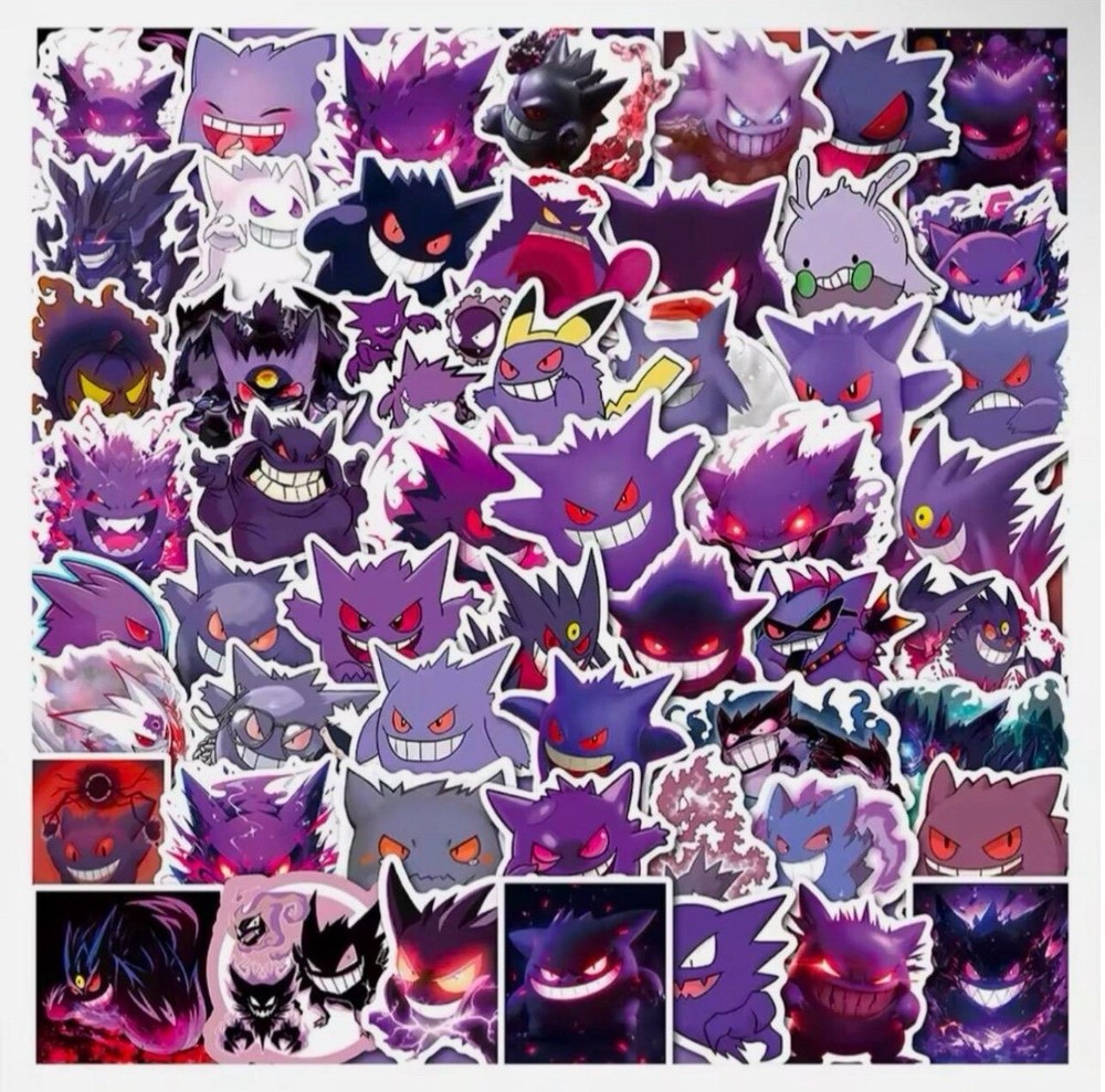 50 Pc Pokemon Stickers Gengar Set